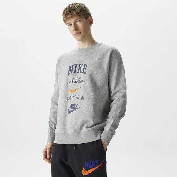 Nike Club Crew Stack Erkek Gri Günlük Sweatshirt