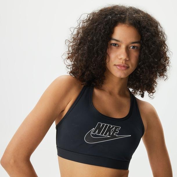 Nike Swoosh Futura Kadın Siyah Antrenman Bra