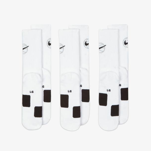 Nike Crew Everyday 3'lü Unisex Beyaz Basketbol Çorabı