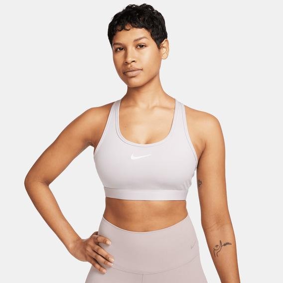 Nike Swoosh Medium Support Kadın Gri Fitness Bra