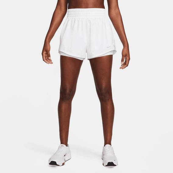 Nike One Dri-Fit Yüksek Belli Kadın Beyaz Antrenman Şortu