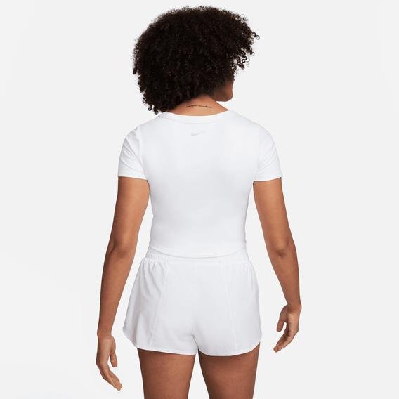 Nike One-Fitted Dri-Fit Kadın Beyaz Crop Günlük T-Shirt