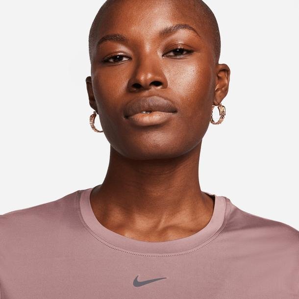 Nike One Dri-Fit Classics Kadın Mor Antrenman T-Shirt