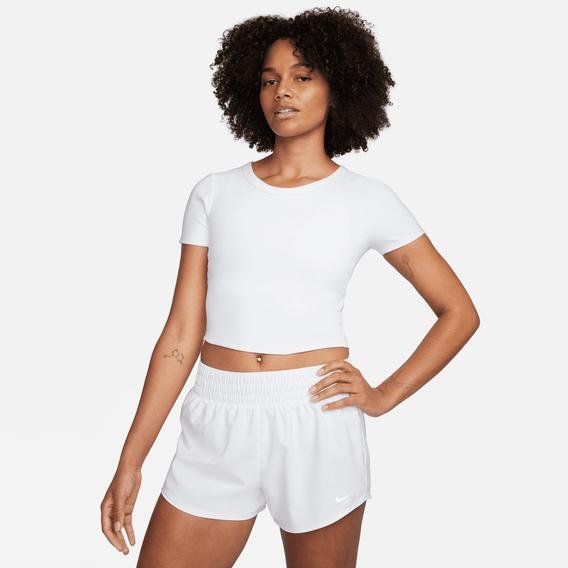 Nike One-Fitted Dri-Fit Kadın Beyaz Crop Günlük T-Shirt