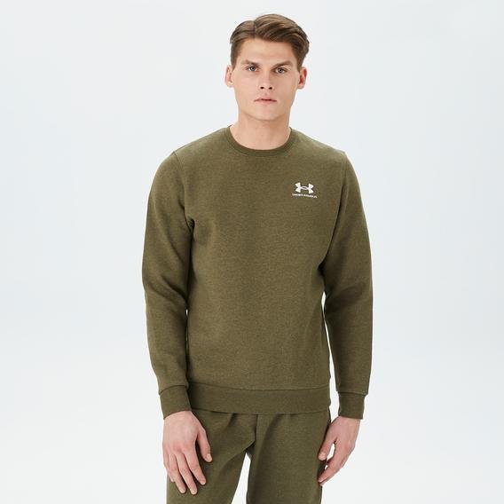 Under Armour Essential Fleece Crew Erkek Yeşil Sweatshirt
