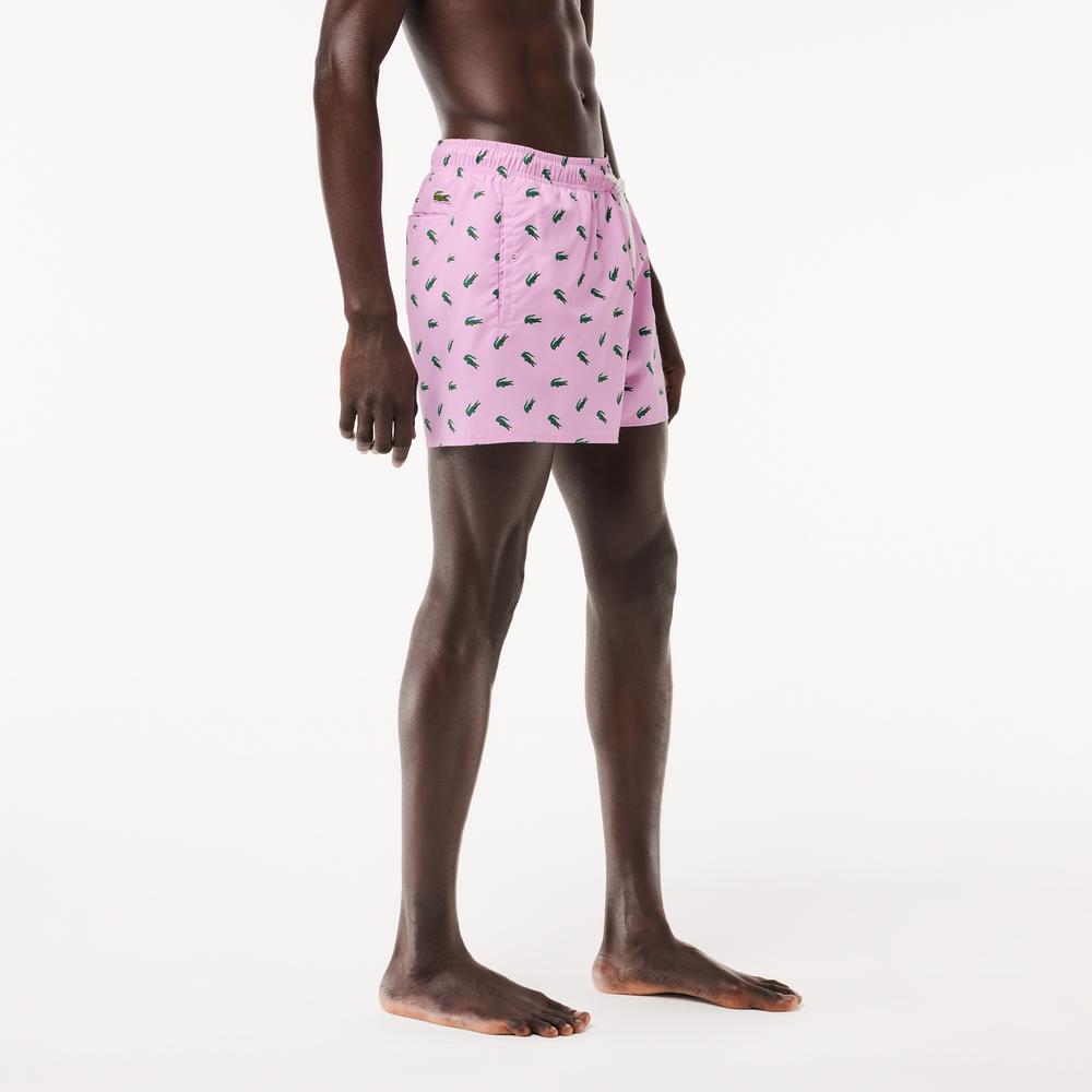 Lacoste Erkek Desenli Pembe Mayo Şort