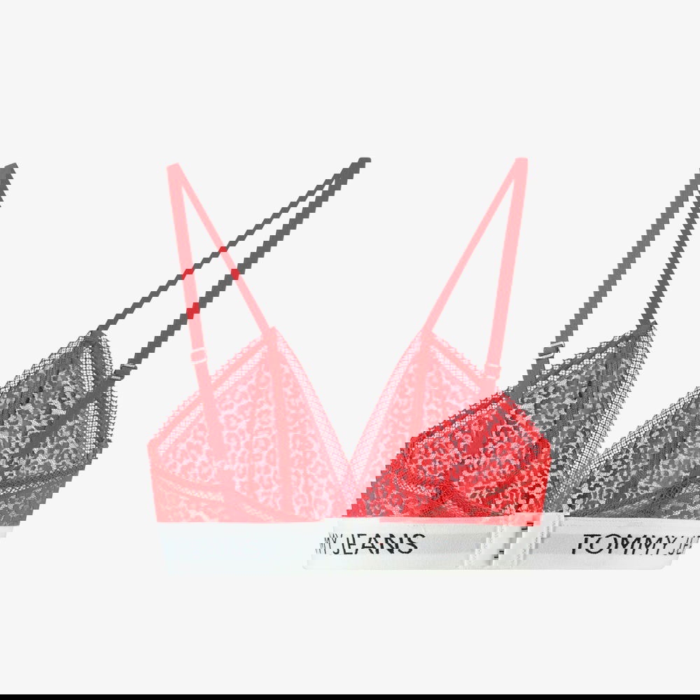 Tommy Jeans Unlined Triangle Kadın Kırmızı Bra