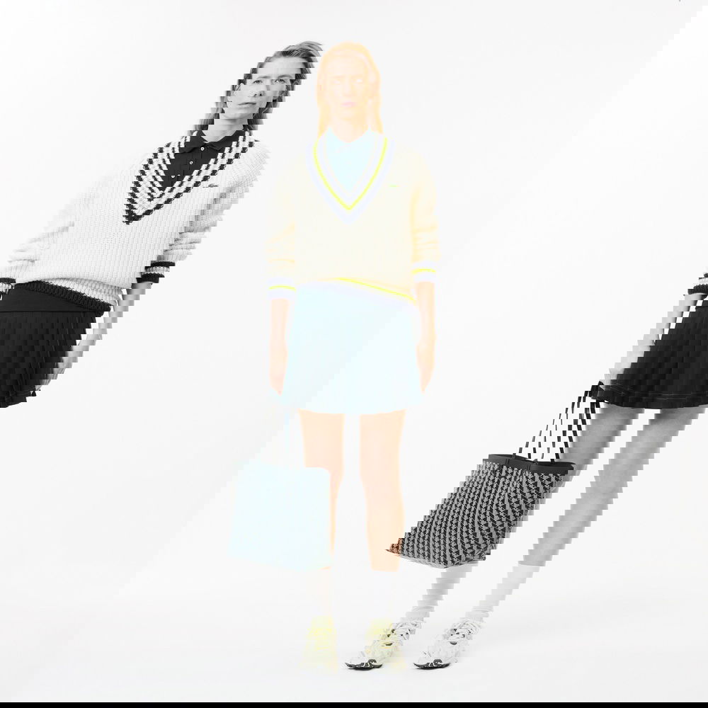 Lacoste Zelly Canvas Monogram Kadın Lacivert Omuz Çantası