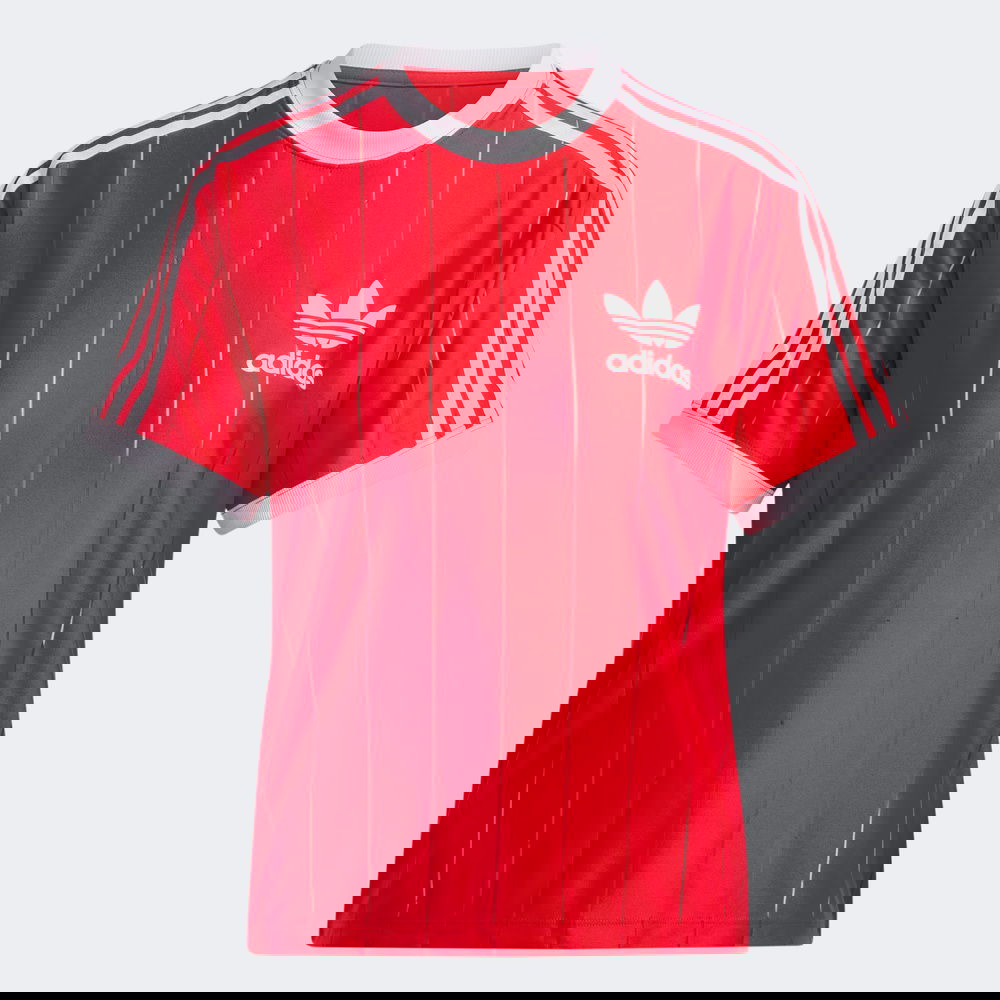 adidas Adicolor 3-Stripes Pinstripe Kadın Kırmızı T-Shirt