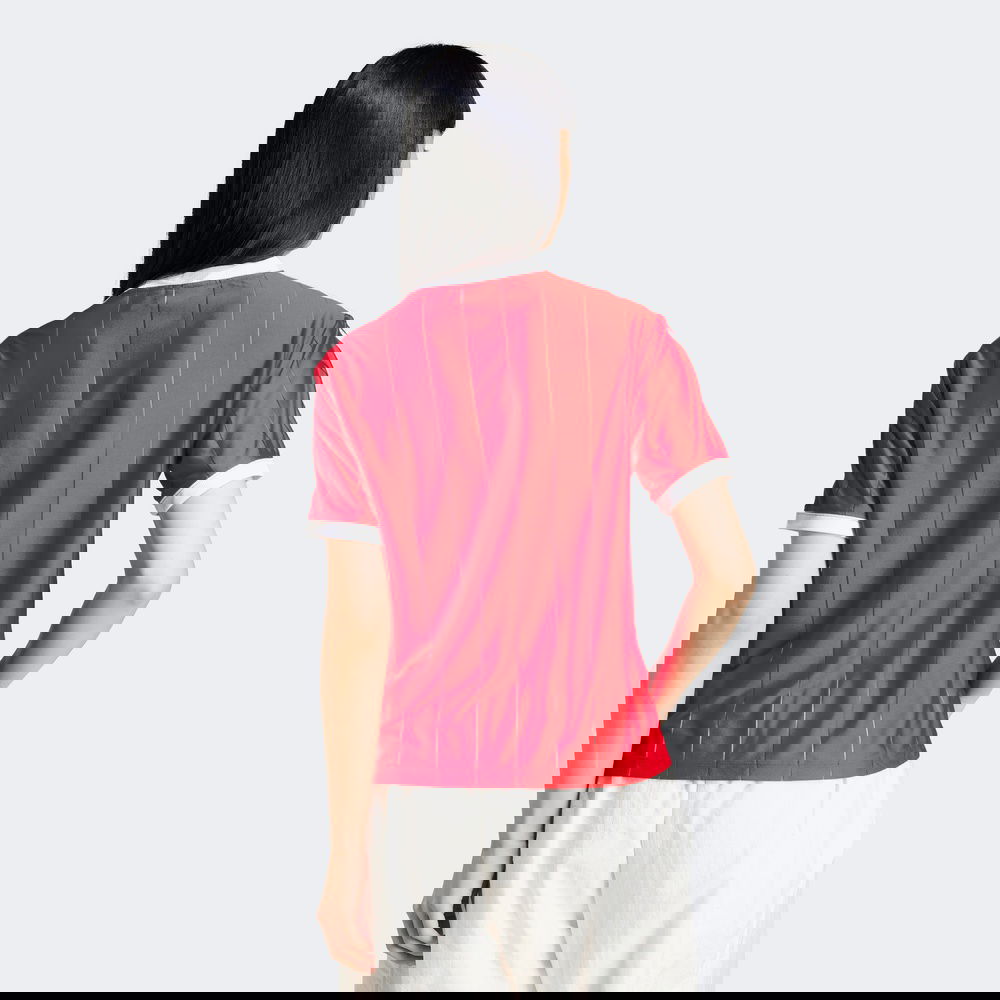 adidas Adicolor 3-Stripes Pinstripe Kadın Kırmızı T-Shirt