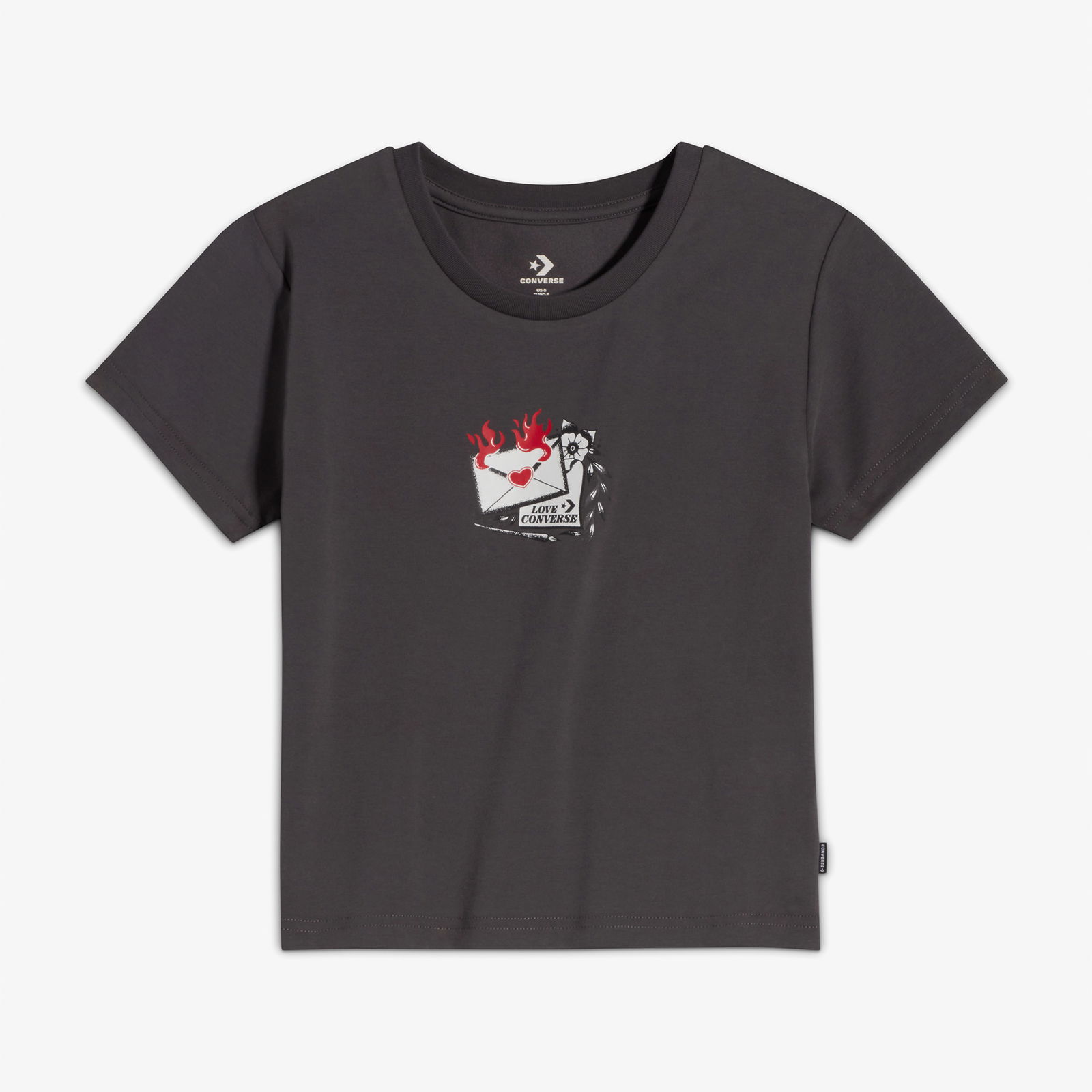 Converse Kadın Slim Fit Baskılı Beyaz T-Shirt