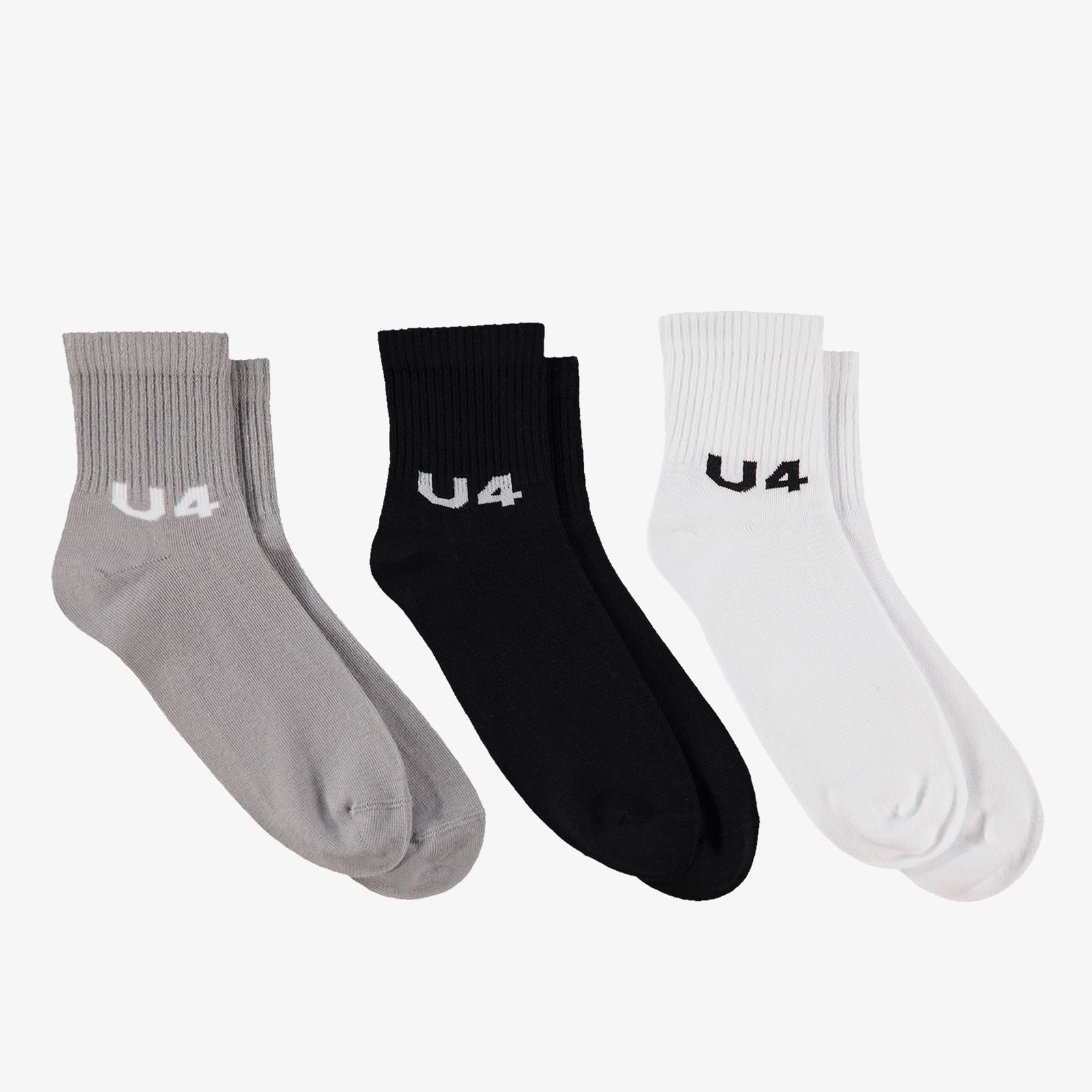 UNITED4 Soket 3lü Logosuz Unisex Siyah Çorap