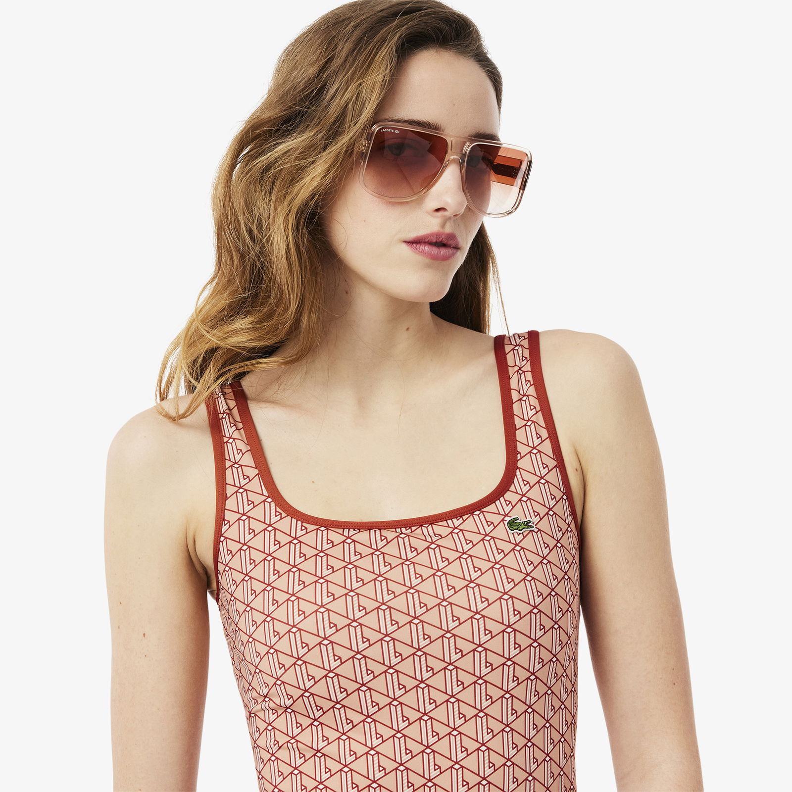 Lacoste Classic Kadın Baskılı Yeşil Mayo