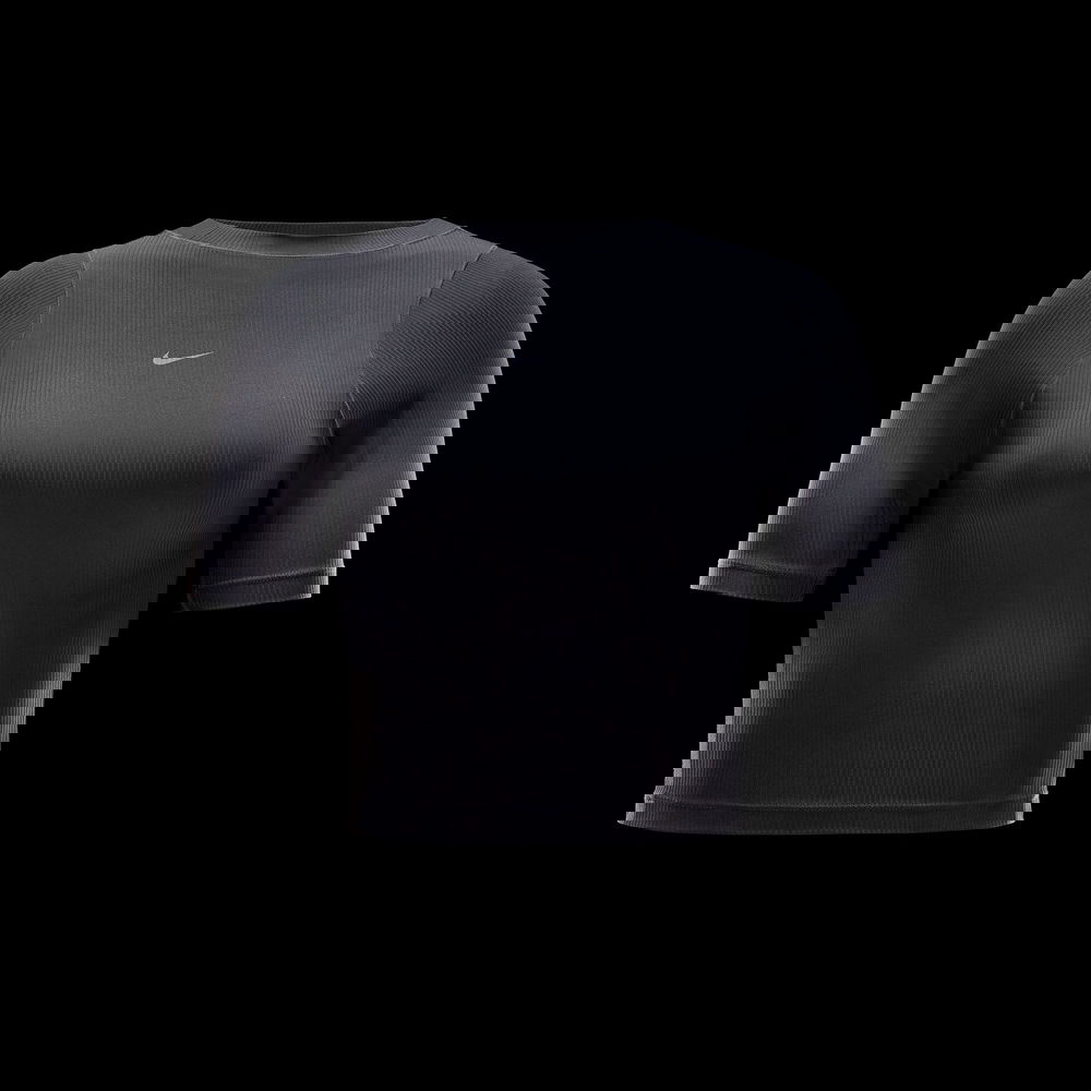 Nike Zenvy Rib Dri-FIT  Kadın Siyah Antrenman T-Shirtü