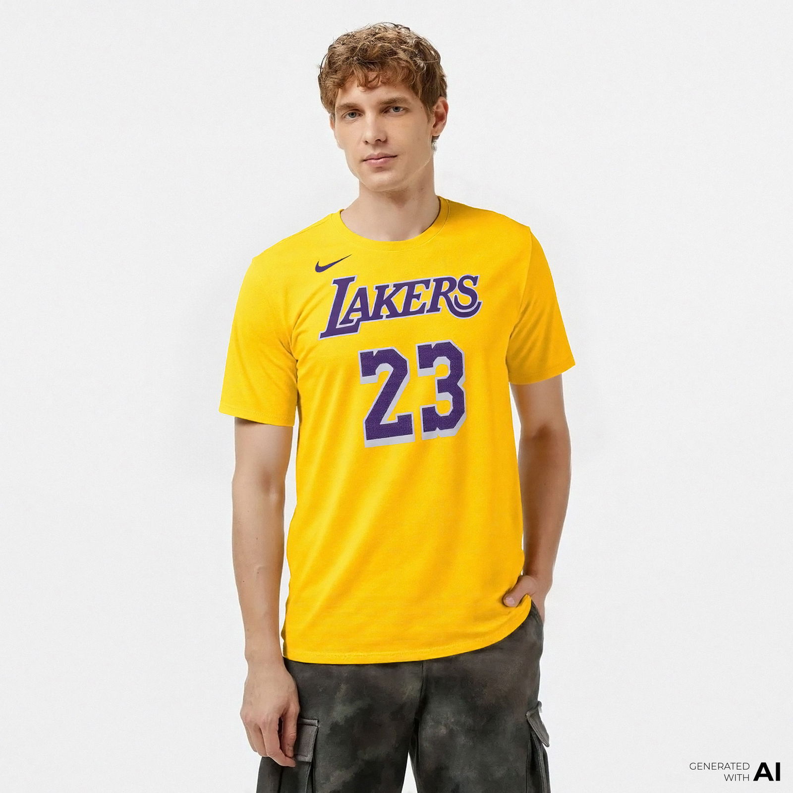 Nike Los Angeles Lakers Erkek Sarı Basketbol T-Shirt
