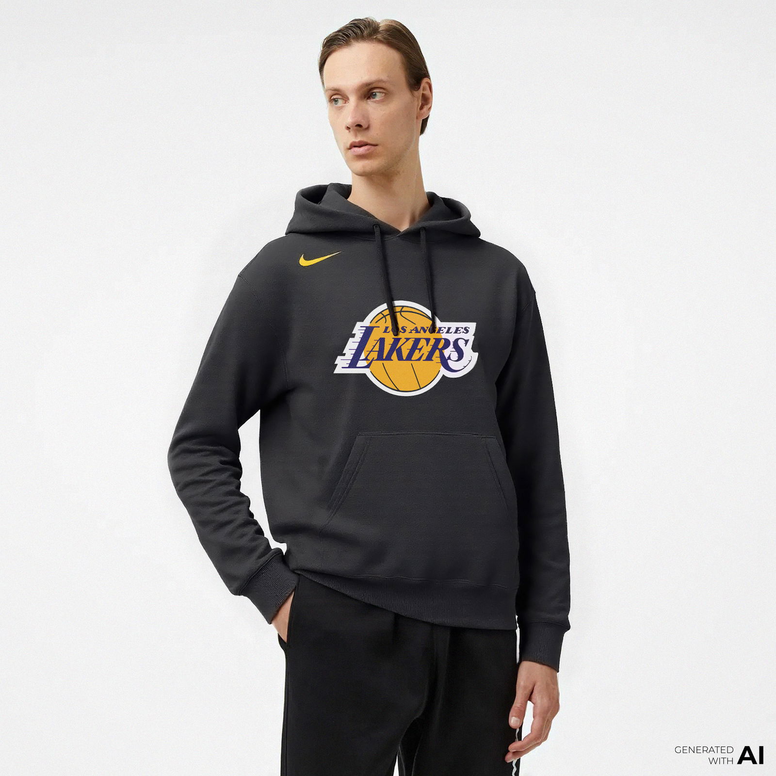 Nike Los Angeles Lakers Club Pullover Erkek Mor Günlük Sweatshirt