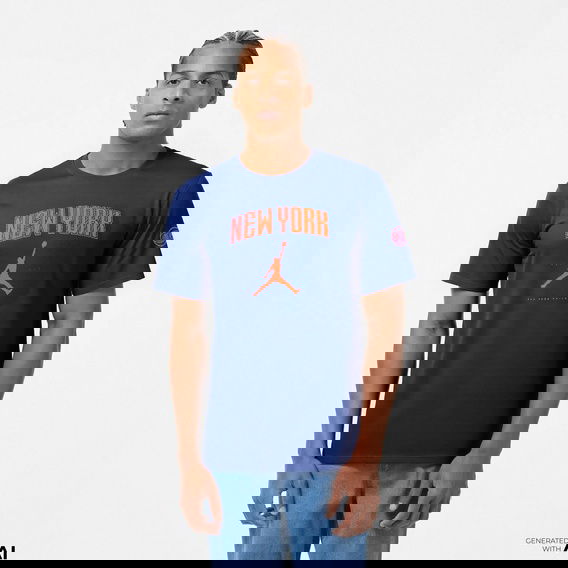 Nike New York Knicks Essential Erkek Mavi Basketbol T-Shirt