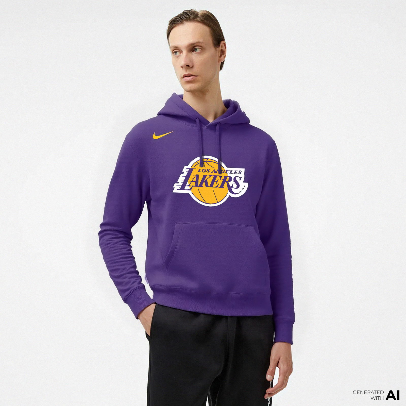 Nike Los Angeles Lakers Club Pullover Erkek Mor Günlük Sweatshirt