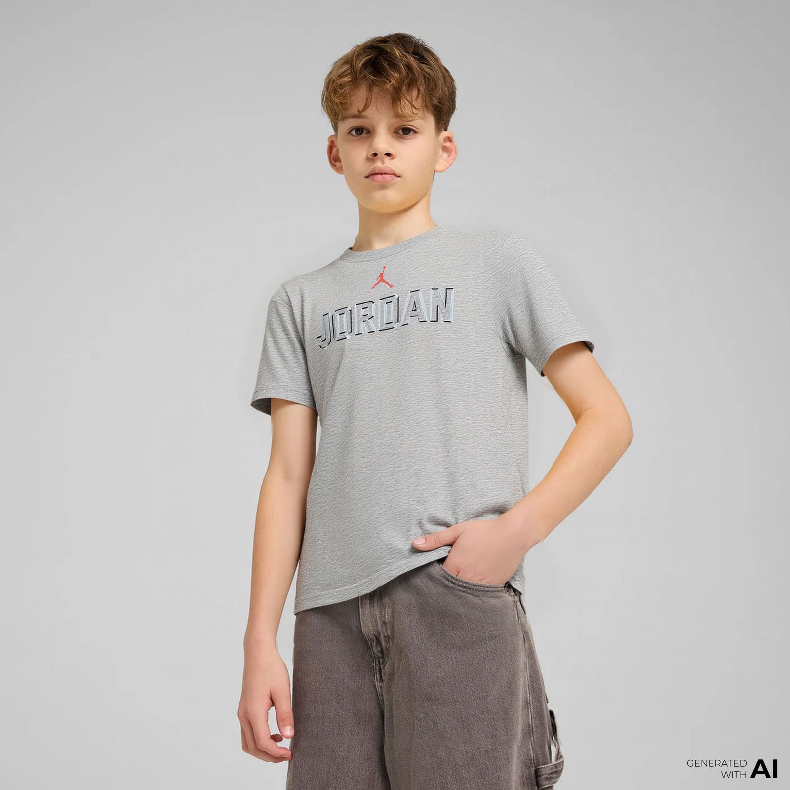 Jordan Jdb Play Çocuk Gri Günlük T-Shirt