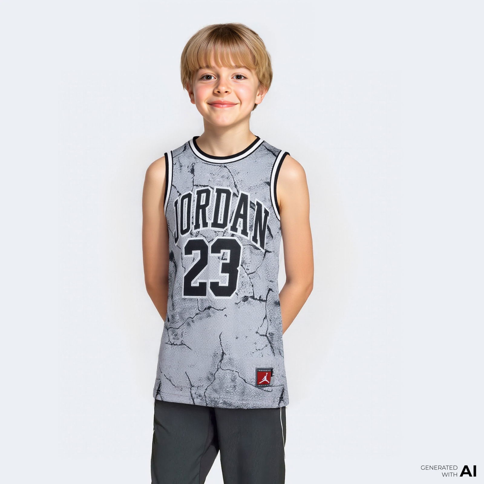 Jordan 23 Printed Çocuk Gri Basketbol Forması