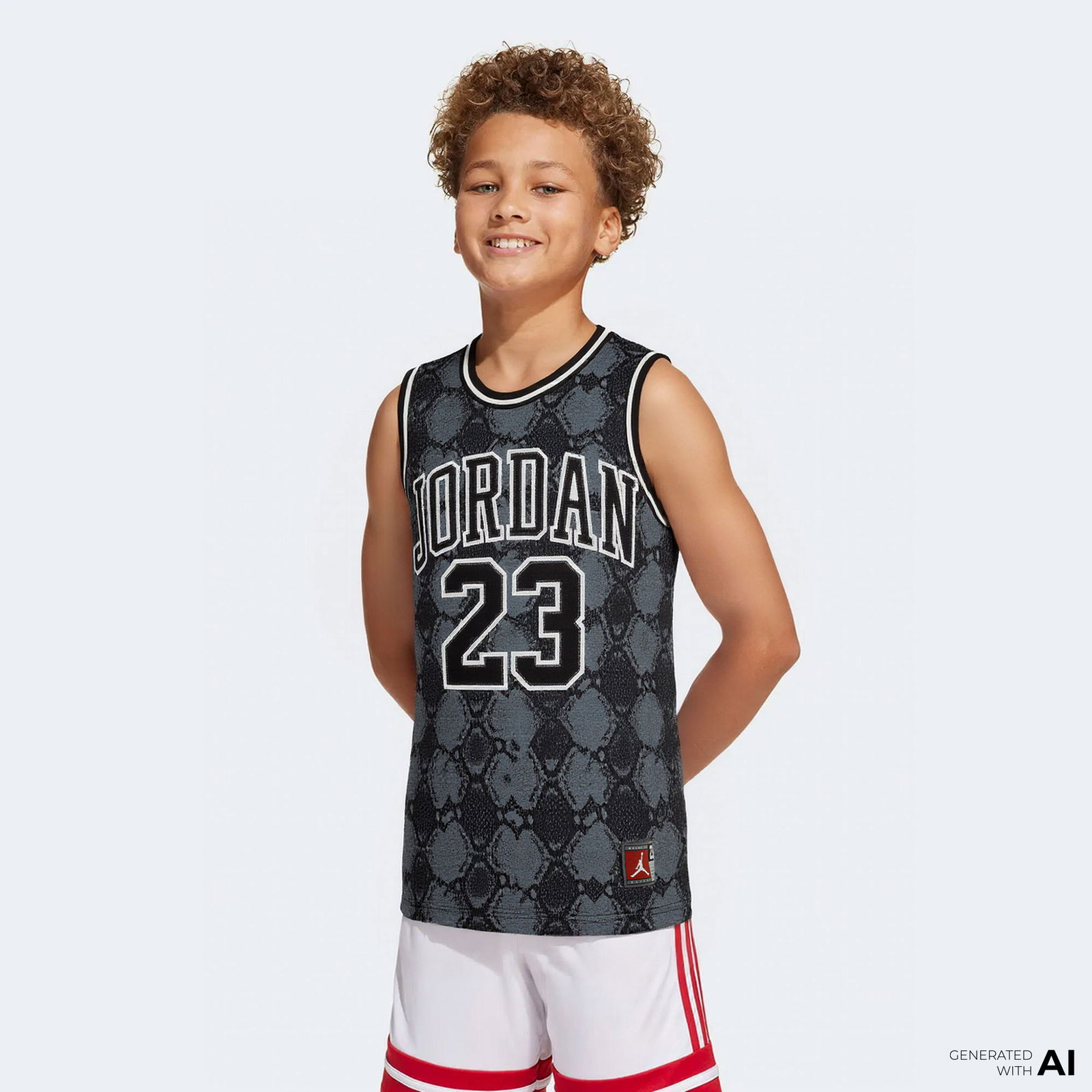 Jordan 23 Printed Çocuk Gri Basketbol Forması